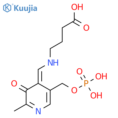 4-(E)-({3-hydroxy-2-methyl-5-(phosphonooxy)methylpyridin-4-yl}methylidene)aminobutanoic acid structure