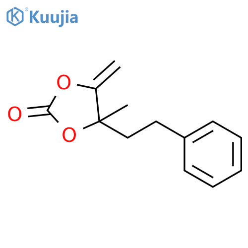 1,3-Dioxolan-2-one, 4-methyl-5-methylene-4-(2-phenylethyl)- structure