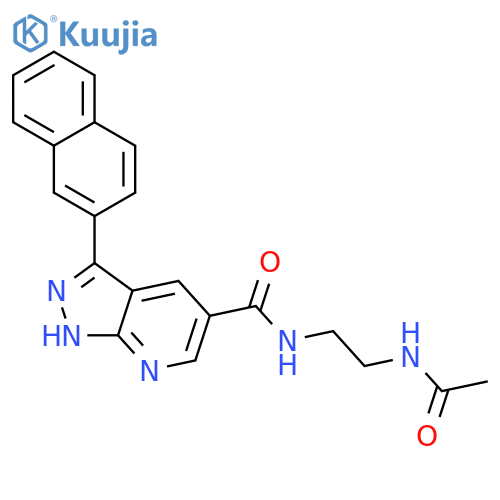 1H-Pyrazolo[3,4-b]pyridine-5-carboxamide,N-[2-(acetylamino)ethyl]-3-(2-naphthalenyl)- structure