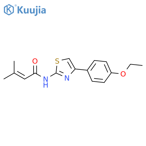 N-[4-(4-ethoxyphenyl)-1,3-thiazol-2-yl]-3-methylbut-2-enamide structure