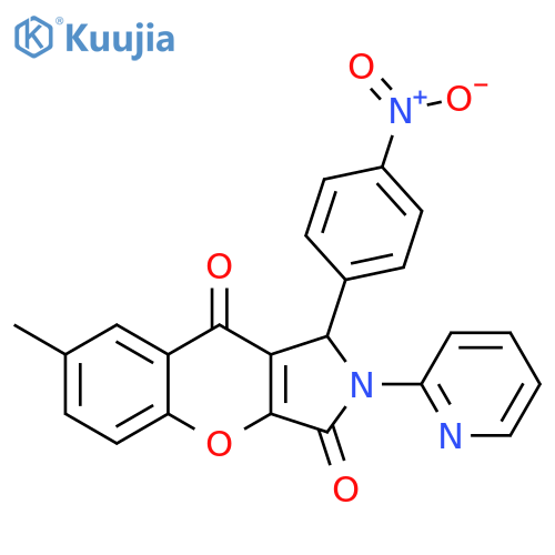7-methyl-1-(4-nitrophenyl)-2-(pyridin-2-yl)-1H,2H,3H,9H-chromeno2,3-cpyrrole-3,9-dione structure