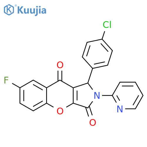 1-(4-chlorophenyl)-7-fluoro-2-(pyridin-2-yl)-1H,2H,3H,9H-chromeno2,3-cpyrrole-3,9-dione structure