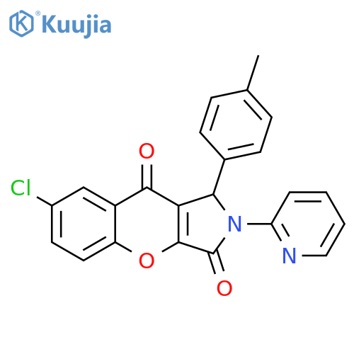 7-chloro-1-(4-methylphenyl)-2-(pyridin-2-yl)-1H,2H,3H,9H-chromeno2,3-cpyrrole-3,9-dione structure