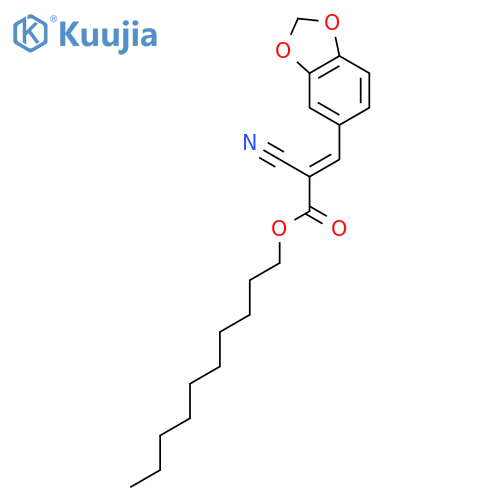 2-Propenoic acid, 3-(1,3-benzodioxol-5-yl)-2-cyano-, decyl ester structure