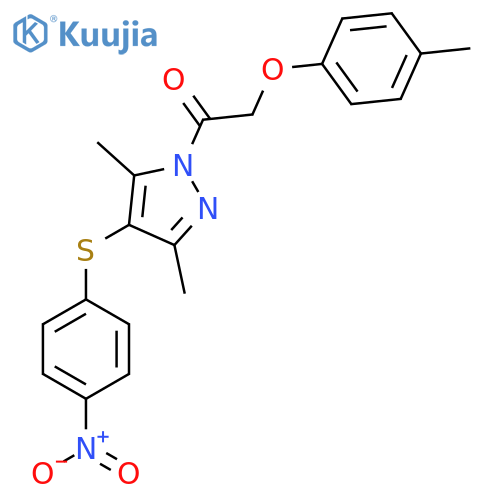 1-{3,5-dimethyl-4-(4-nitrophenyl)sulfanyl-1H-pyrazol-1-yl}-2-(4-methylphenoxy)ethan-1-one structure