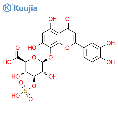 β-D-Glucopyranosiduronic acid, 2-(3,4-dihydroxyphenyl)-5,7-dihydroxy-4-oxo-4H-1-benzopyran-8-yl, 3-(hydrogen sulfate) structure
