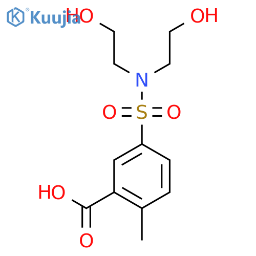 5-bis(2-hydroxyethyl)sulfamoyl-2-methylbenzoic acid structure