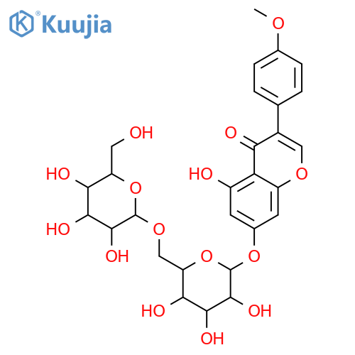 4H-1-Benzopyran-4-one,7-[(6-O-b-D-glucopyranosyl-b-D-glucopyranosyl)oxy]-5-hydroxy-3-(4-methoxyphenyl)- structure