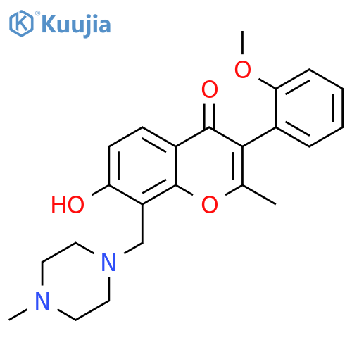 7-hydroxy-3-(2-methoxyphenyl)-2-methyl-8-(4-methylpiperazin-1-yl)methyl-4H-chromen-4-one structure