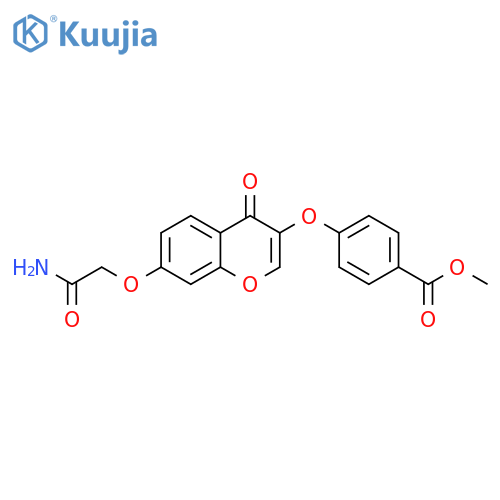 methyl 4-{7-(carbamoylmethoxy)-4-oxo-4H-chromen-3-yloxy}benzoate structure