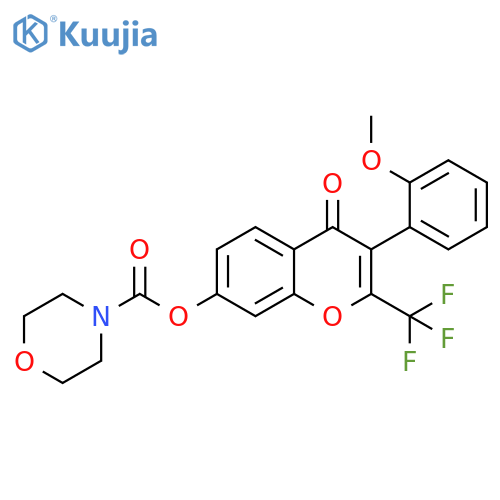 3-(2-methoxyphenyl)-4-oxo-2-(trifluoromethyl)-4H-chromen-7-yl morpholine-4-carboxylate structure