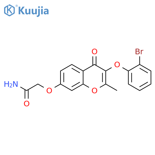 2-{[3-(2-bromophenoxy)-2-methyl-4-oxo-4H-chromen-7-yl]oxy}acetamide structure