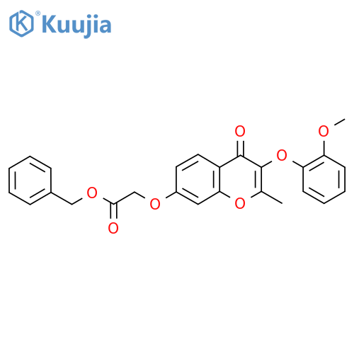 benzyl 2-{[3-(2-methoxyphenoxy)-2-methyl-4-oxo-4H-chromen-7-yl]oxy}acetate structure