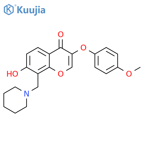 7-hydroxy-3-(4-methoxyphenoxy)-8-(piperidin-1-yl)methyl-4H-chromen-4-one structure