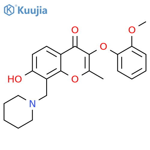 7-hydroxy-3-(2-methoxyphenoxy)-2-methyl-8-(piperidin-1-yl)methyl-4H-chromen-4-one structure