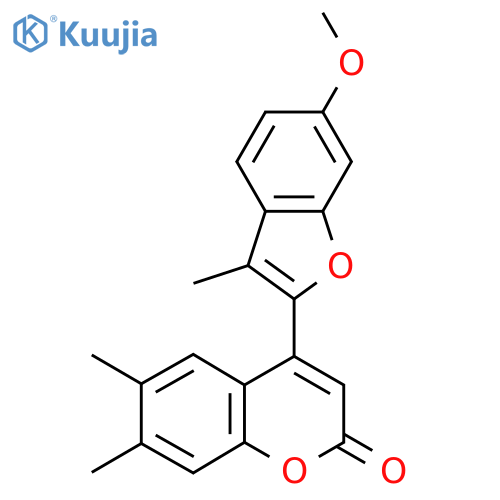 4-(6-methoxy-3-methyl-1-benzofuran-2-yl)-6,7-dimethyl-2H-chromen-2-one structure