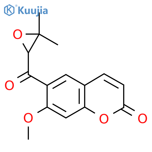 2H-1-Benzopyran-2-one, 6-[(3,3-dimethyloxiranyl)carbonyl]-7-methoxy-, (-)- structure
