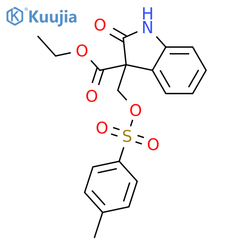 1H-Indole-3-carboxylicacid, 2,3-dihydro-3-[[[(4-methylphenyl)sulfonyl]oxy]methyl]-2-oxo-, ethyl ester structure