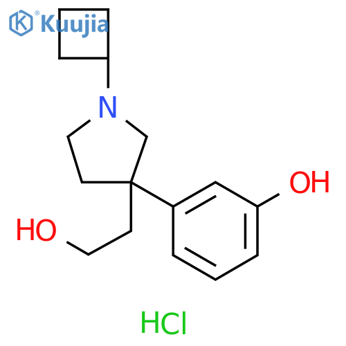 3-Pyrrolidineethanol, 1-cyclobutyl-3-(3-hydroxyphenyl)-, hydrochloride structure