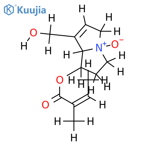 2-methyl-cis-crotonic acid-((7aR)-7-hydroxymethyl-4-oxy-[4xi,7ar]-2,3,5,7a-tetrahydro-1H-pyrrolizin-1c-yl ester) structure
