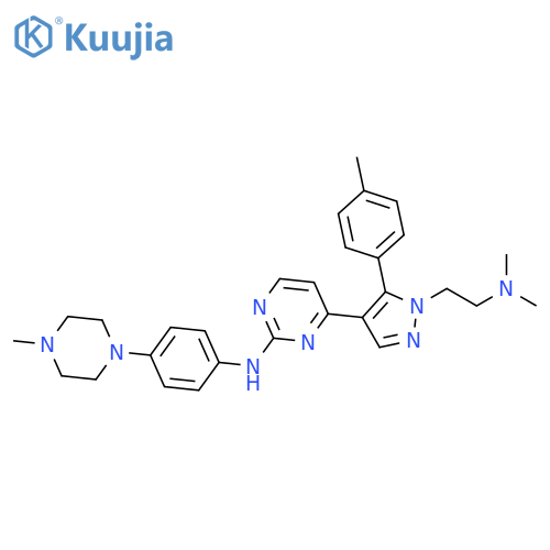 2-Pyrimidinamine,4-[1-[2-(dimethylamino)ethyl]-5-(4-methylphenyl)-1H-pyrazol-4-yl]-N-[4-(4-methyl-1-piperazinyl)phenyl]- structure