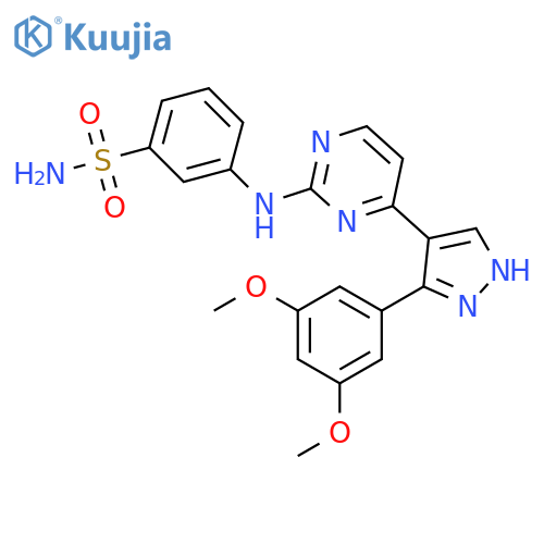 Benzenesulfonamide,3-[[4-[3-(3,5-dimethoxyphenyl)-1H-pyrazol-4-yl]-2-pyrimidinyl]amino]- structure