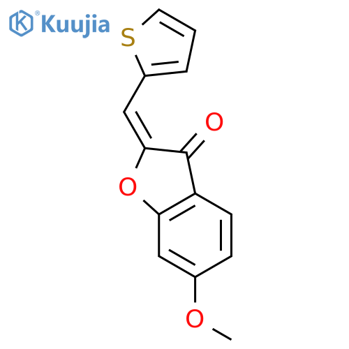 (2Z)-6-methoxy-2-(thiophen-2-yl)methylidene-2,3-dihydro-1-benzofuran-3-one structure