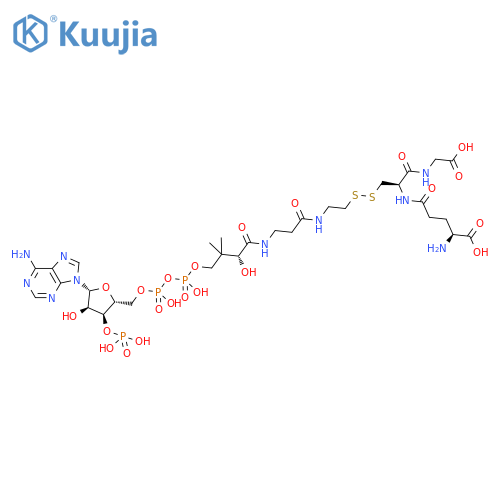 Glycine, L-γ-glutamyl-3-[[2-[[3-[(2,4-dihydroxy-3,3-dimethyl-1-oxobutyl)amino]-1-oxopropyl]amino]ethyl]dithio]-L-alanyl-, 5'-ester with adenosine 5'-(trihydrogen diphosphate) 3'-(dihydrogen phosphate) structure