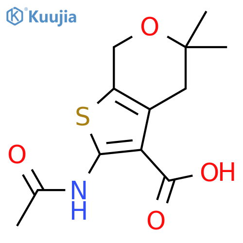 2-acetamido-5,5-dimethyl-4H,5H,7H-thieno2,3-cpyran-3-carboxylic acid structure