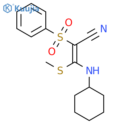 2-Propenenitrile, 3-(cyclohexylamino)-3-(methylthio)-2-(phenylsulfonyl)- structure