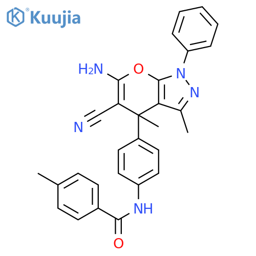 Benzamide,N-[4-(6-amino-5-cyano-1,4-dihydro-3,4-dimethyl-1-phenylpyrano[2,3-c]pyrazol-4-yl)phenyl]-4-methyl- structure