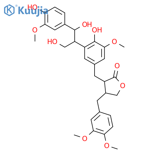 2(3H)-Furanone,4-[(3,4-dimethoxyphenyl)methyl]dihydro-3-[[4-hydroxy-3-[2-hydroxy-2-(4-hydroxy-3-methoxyphenyl)-1-(hydroxymethyl)ethyl]-5-methoxyphenyl]methyl]- structure