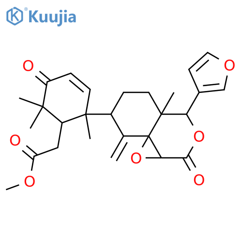 3-Cyclohexene-1-aceticacid,2-[(1aS,4S,4aS,7R,8aS)-4-(3-furanyl)octahydro-4a-methyl-8-methylene-2-oxooxireno[d][2]benzopyran-7-yl]-2,6,6-trimethyl-5-oxo-,methyl ester, (1R,2R)- structure