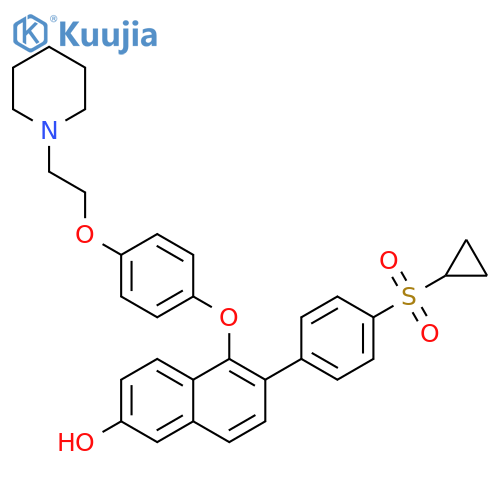 2-Naphthalenol,6-[4-(cyclopropylsulfonyl)phenyl]-5-[4-[2-(1-piperidinyl)ethoxy]phenoxy]- structure