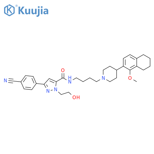 1H-Pyrazole-5-carboxamide,3-(4-cyanophenyl)-1-(2-hydroxyethyl)-N-[4-[4-(5,6,7,8-tetrahydro-1-methoxy-2-naphthalenyl)-1-piperidinyl]butyl]- structure