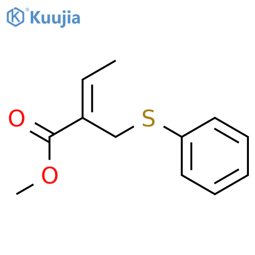 2-Butenoic acid, 2-[(phenylthio)methyl]-, methyl ester structure
