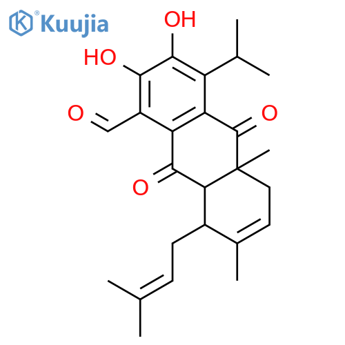 (8R,8aS,10aR)-2,3-dihydroxy-7,10a-dimethyl-8-(3-methylbut-2-en-1-yl)-4-(1-methylethyl)-9,10-dioxo-5,8,8a,9,10,10a-hexahydroanthracene-1-carbaldehyde structure