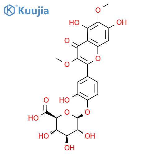 b-D-Glucopyranosiduronic acid,4-(5,7-dihydroxy-3,6-dimethoxy-4-oxo-4H-1-benzopyran-2-yl)-2-hydroxyphenyl structure