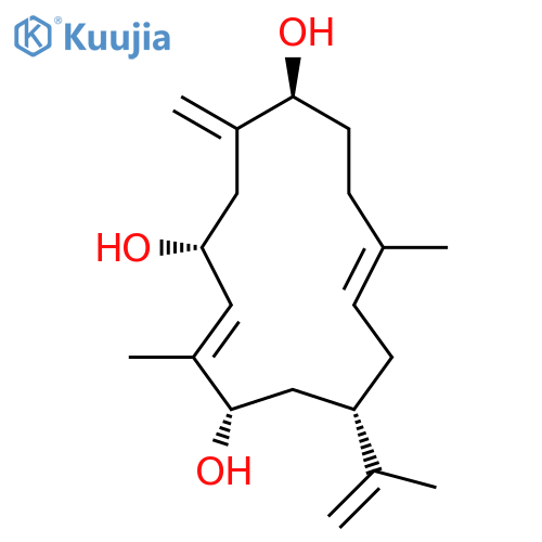 2,10-Cyclotetradecadiene-1,4,7-triol, 2,10-dimethyl-6-methylene-13-(1-methylethenyl)-, (1S,2E,4R,7S,10E,13S)- structure