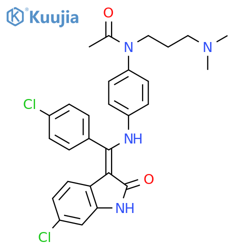 Acetamide,N-[4-[[(Z)-(6-chloro-1,2-dihydro-2-oxo-3H-indol-3-ylidene)(4-chlorophenyl)methyl]amino]phenyl]-N-[3-(dimethylamino)propyl]- structure