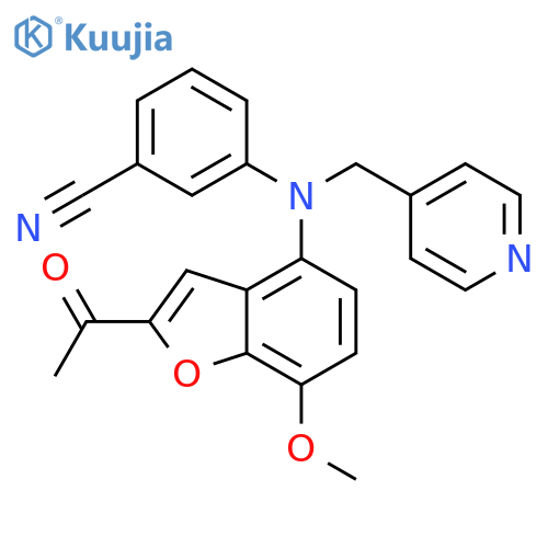 Benzonitrile,3-[(2-acetyl-7-methoxy-4-benzofuranyl)(4-pyridinylmethyl)amino]- structure