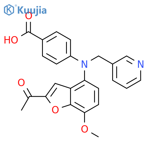 Benzoic acid,4-[(2-acetyl-7-methoxy-4-benzofuranyl)(3-pyridinylmethyl)amino]- structure