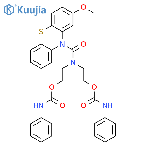 2-[(2-methoxyphenothiazine-10-carbonyl)-[2-(phenylcarbamoyloxy)ethyl]amino]ethyl N-phenylcarbamate structure