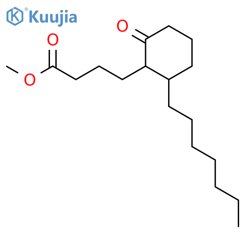 Cyclohexanebutanoic acid, 2-heptyl-6-oxo-, methyl ester structure