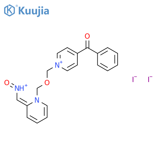 1-({[(2E)-2-[(oxoammonio)methylidene]pyridin-1(2H)-yl]methoxy}methyl)-4-(phenylcarbonyl)pyridinium diiodide structure