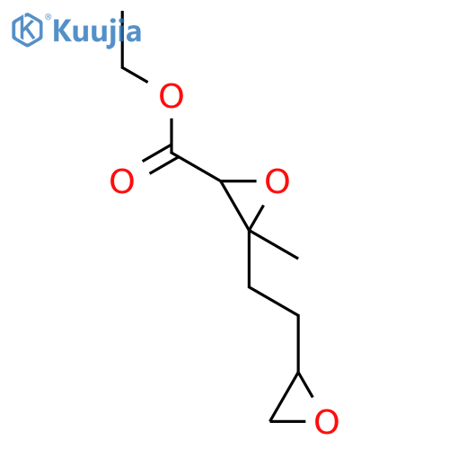 OXIRANECARBOXYLIC ACID, 3-METHYL-3-(2-OXIRANYLETHYL)-, ETHYL ESTER structure