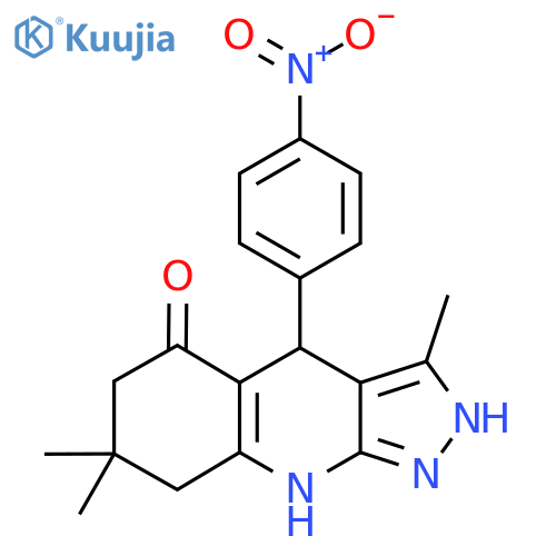 3,7,7-trimethyl-4-(4-nitrophenyl)-1H,4H,5H,6H,7H,8H,9H-pyrazolo3,4-bquinolin-5-one structure