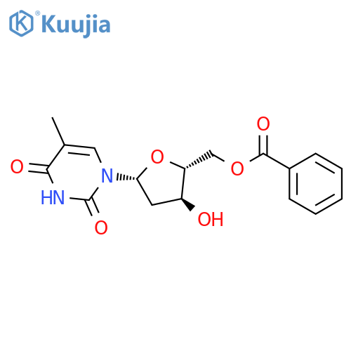 1-(5-O-苯甲酰基-2-脱氧-BETA-D-苏式-呋喃戊糖基)-5-甲基-2,4(1H,3H)-嘧啶二酮 structure