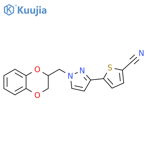 2-Thiophenecarbonitrile,5-[1-[(2,3-dihydro-1,4-benzodioxin-2-yl)methyl]-1H-pyrazol-3-yl]- structure