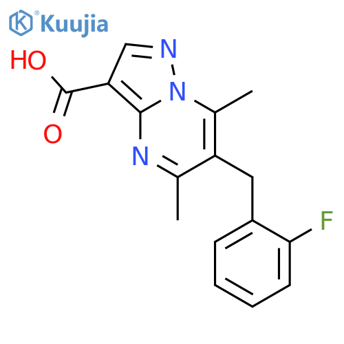 6-(2-Fluorobenzyl)-5,7-dimethylpyrazolo-1,5-apyrimidine-3-carboxylic acid structure